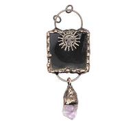 YOPI Collana con Ciondolo Ametista Quadrato in onice Nero retrò con Dio del Sole - Catena Unica for Maglione da Donna