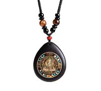 YOPI Collana con ciondolo amuleto del santo patrono dello zodiaco Buddha - Ciondolo della pace intarsiato in legno di sandalo for la protezione spirituale(Color13)