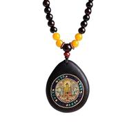YOPI Collana con ciondolo amuleto del santo patrono dello zodiaco Buddha - Ciondolo della pace intarsiato in legno di sandalo for la protezione spirituale(Color6)