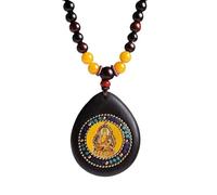 YOPI Collana con ciondolo amuleto del santo patrono dello zodiaco Buddha - Ciondolo della pace intarsiato in legno di sandalo for la protezione spirituale(Color2)