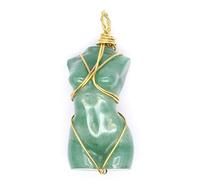 YOPI Collana con Ciondolo in Pietra Naturale Intrecciata a Mano Raffigurante Una Modella Femminile - Gioielli Artigianali Unici(Aventurine)