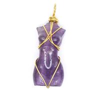 YOPI Collana con Ciondolo in Pietra Naturale Intrecciata a Mano Raffigurante Una Modella Femminile - Gioielli Artigianali Unici(Amethyst)