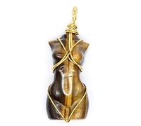 YOPI Collana con Ciondolo in Pietra Naturale Intrecciata a Mano Raffigurante Una Modella Femminile - Gioielli Artigianali Unici(Tigereyestone)