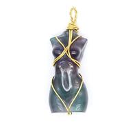 YOPI Collana con Ciondolo in Pietra Naturale Intrecciata a Mano Raffigurante Una Modella Femminile - Gioielli Artigianali Unici(Coloredfluorite)