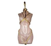 YOPI Collana con Ciondolo in Pietra Naturale Intrecciata a Mano Raffigurante Una Modella Femminile - Gioielli Artigianali Unici(Rosequartz)