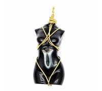YOPI Collana con Ciondolo in Pietra Naturale Intrecciata a Mano Raffigurante Una Modella Femminile - Gioielli Artigianali Unici(Obsidian)