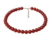YOPI Collana di Perline di Agata Rossa Fatta a Mano for Donna - Elegante Gioiello for la clavicola(Red_10mm)