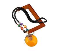YOPI Collana lunga con goccia d'acqua in stile etnico con pendente in ambra - Accessorio a catena for maglione retrò