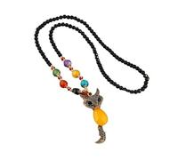 YOPI Collana lunga con goccia d'acqua in stile etnico con pendente in ambra - Accessorio a catena for maglione retrò