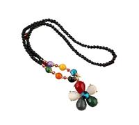 YOPI Collana lunga con goccia d'acqua in stile etnico con pendente in ambra - Accessorio a catena for maglione retrò
