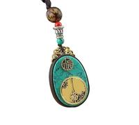 YOPI Collana Lunga esotica in Ebano e Turchese Imitazione Etnica - Accessori Eleganti for Maglioni(HappyKnock)