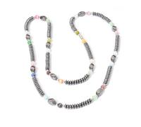 YOPI Collana Lunga in Ematite - Catena for Il Corpo di Gioielli con Perline di calcoli biliari Neri for Donna