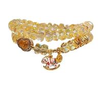 YOPI Double-Layer Stacked Citrine Bracelet For Women, Healing Crystal | Bright citrine, double-layer design, stacked style, energy healing gift