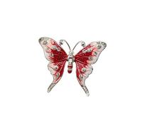 YOPI Elegante spilla a forma di farfalla con goccia di diamanti e olio - Decorazione elegante for abiti e corpetto con fibbia for asciugamano in seta(Rosso)