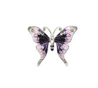 YOPI Elegante spilla a forma di farfalla con goccia di diamanti e olio - Decorazione elegante for abiti e corpetto con fibbia for asciugamano in seta(Viola)