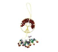 YOPI Ornamento da Appendere all'auto in Pietra Naturale Chakra Tree of Life - Decorazione in Ghiaia di Cristallo Intrecciata a Sette Colori(Redstone)