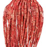 YOPI Perline a striscia rettangolare screpolata - Imitazione di agata e turchese, 4x13 mm, perfette for creare gioielli(RedEmperorStone)