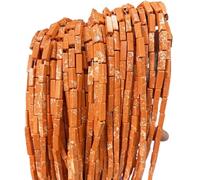 YOPI Perline a striscia rettangolare screpolata - Imitazione di agata e turchese, 4x13 mm, perfette for creare gioielli(OrangeEmperorStone)