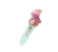 YOPI Pilastro di Cristallo Esagonale di Fluorite Naturale - Bacchetta Magica a Forma di Cuore e Luna, scettro for guarigione e Meditazione(Moonmodel)