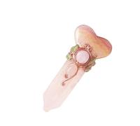 YOPI Pilastro di Cristallo Esagonale di Fluorite Naturale - Bacchetta Magica a Forma di Cuore e Luna, scettro for guarigione e Meditazione(Lovemoney)