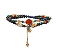 YOPI Red Agate Bracelet for Women Phoenix Turquoise Stackable Hand Jewelry | Natural Stone Stackable Bracelet, Vibrant Red Agate & Turquoise, Adjustable