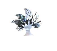 YOPI Spilla Pendente Realizzata a Mano in Conchiglia di Abalone - Design Misto ad Albero della Vita con Conchiglie Bianche, Nere e Perle