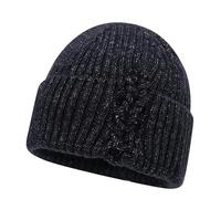 YOPI Women's Retro Cable-Knit Beanie Warm Fold-Cuff Pullover Hat | Cozy cable-knit beanie with side cable detail and fold-cuff