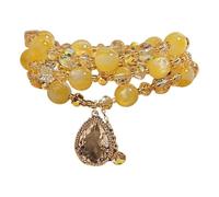 YOPI Yellow Light-Changing Crystal Multi-Layer Bracelet Water Drop Pendant | Color-shift crystal bracelet, water drop pendant, layered style