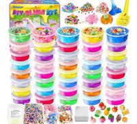 YOPINSAND 40 colori fai da te Slime Kit Slime Making per ragazze, Crystal Clear Slime, Glow in the Dark Slime con sfere di schiuma aggiuntive, charms, glitter, giocattolo regalo per bambini