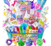 YOPINSAND Kit fai da te per slime, Galaxy e Glow in The Dark Slime Making Kit per bambini dai 6 ai 12 anni, kit di burro e nuvola con aggiunte, palline di schiuma, ciondoli, glitter, giocattoli regalo
