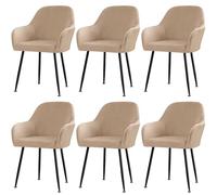 YOPOIY Coprisedia in velluto con schienale curvo e braccioli, set da 6, 4 e 2, coprisedie moderne di metà secolo, elasticizzato, antiscivolo, per sedie moderne (cammello, 6 pezzi)