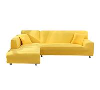 YOPOIY Stirata Copridivano Con Penisola 2 Pezzi Copridivano Angolare Con Penisola Elastico Copridivano Chaise Longue Per La Protezione Dei Mobili -giallo-3+2 posti