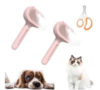 Yopoll Mist Massage Mrush, Mist Massage Dog Mrush, Labrador Charm spazzola a vapore, pettine con serbatoio dell'acqua e pulsante di rilascio per spargere capelli opachi (2 pezzi rosa)