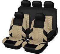 YoQIK Auto Set Coprisedili per Fiat Punto Grande Punto Qubo Ritmo Sedici Stilo Tempra Tipo,Anteriori Posteriori Copri-Sedile Completo Impermeabile Comfort Accessori Interno,Beige-3