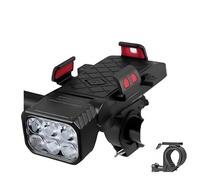 YoQIK Luci Biciclette per Salsa,Fanalini Anteriori+Supporto Telefono+Altoparlante Bell+Power Bank,4 in 1 Ricaricabile 4000mAh LED Faro,per Tempo Libero Sport Ciclismo,C