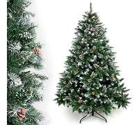 Yorbay Albero di Natale, Pino artificiale ricoperto da neve e decorato da pigne, Materiale PVC + PP + Ferro, Dimensione da 120 cm a 240 cm (150 cm) Riutilizzabile