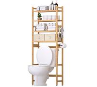 Yorbay Mensola WC Bambù Bagno: Autoportante 4 Livelli 2 Cestini (Naturale)
