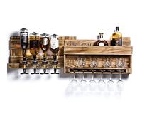 Yorbay Portabottiglie da Vino in Legno a Parete: 4 Dispenser Bevande