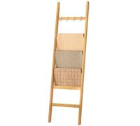 Yorbay Scala Portasciugamani 6 Pioli: HxB 170 x 43 cm con 4 Ganci a S | Scala in Bambù con 2 Cinghie di Sicurezza - Portasciugamani Decorativo per Asciugamani e Vestiti - Bagno Camera (Bambù)