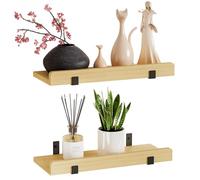 Yorbay Set di 2 scaffali da parete in legno: 40 cm, per cornici e decorazioni, barattoli per spezie, per soggiorno, camera da letto, bagno, studio, beige