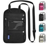 Yordawn Portadocumenti da Collo Borsello da Viaggio con Blocco RFID Porta Passaporto con Tracolla Regolabile per Uomo Donna Impermeabile Portafoglio da Сollo per Carte Passaporto (Nero Scuro)