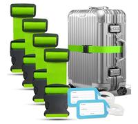 YORFULL Cinghia per Valigia 4 Pezzi, Cinghie Valigie con 2 Etichette per Valigie Aereo, Fissaggio Valigie Cintura Sicurezza Regolabile, Accessori Indispensabili per Viaggiare