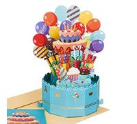 Yorgewd Biglietti pop-up 3D, biglietti di auguri 3D con palloncini di buon compleanno con busta per uomini, donne, madri, lei, amici, ragazze e ragazzi