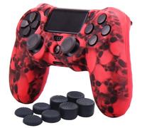 Yorha 1 custodia in silicone per controller PS4/slim/Pro (rosso) con 8 impugnature professionali per pollice
