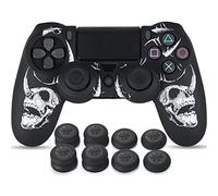 YoRHa 1 x skin in silicone per controller PS4 (teschi bianchi) con esclusiva impugnatura per pollice x 8
