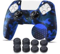 YoRHa 10 cover in gomma di silicone con stampa borchiata per controller Dualsense PS5 x 1 (blu scuro) con impugnature per pollice Pro