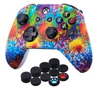 YoRHa 10 cover in silicone con stampa in gomma per controller Xbox One S/X (vernice spruzzata) con impugnature per pollice