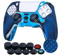 YoRHa 10 cover per controller Dualsense per PS5 Dualsense in gel di gomma siliconica con borchie, colore blu mimetico, con impugnature professionali per pollice