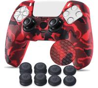 YoRHa 10 cover per controller Dualsense per PS5 Dualsense in gomma siliconica con stampa borchiata (rosso) con impugnature professionali per pollice