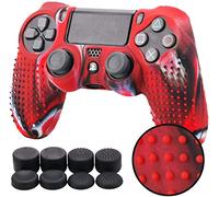 YoRHa Borchie Cassa pelle copertura silicone skin cover per PS4/Slim/Pro Controller x 1 (camuffare rosso) Con PRO presa del pollice thumb grips x 8
